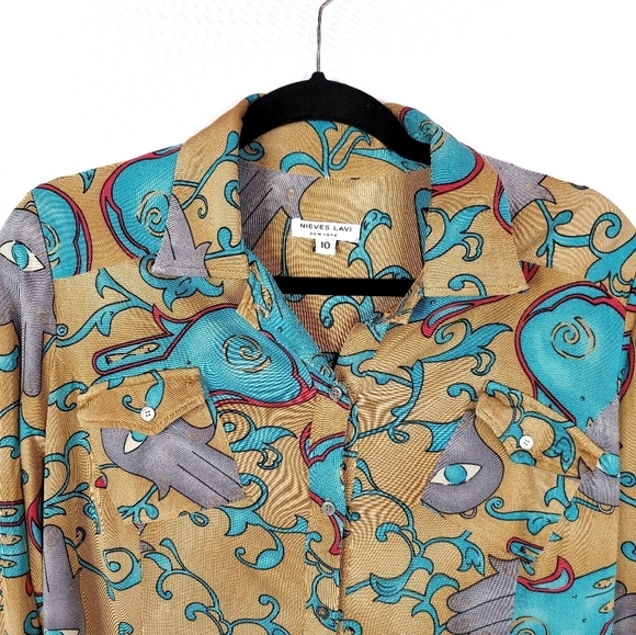 Nieves Lavi Silk Hamsa Blouse - Picture 5 of 10